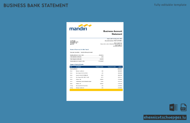 Koran-Mandiri Firmenkontoauszug (Word und PDF) – 1 Beispielvorschau